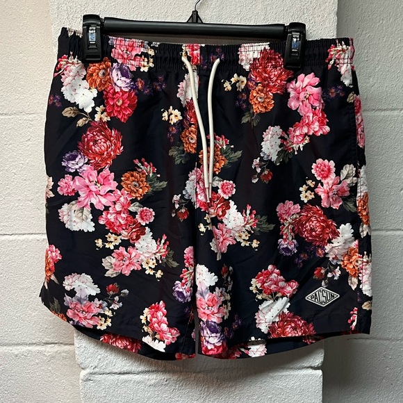 Pac Sub Floral Swim Shorts- Dark Maroon - Picture 1 of 6